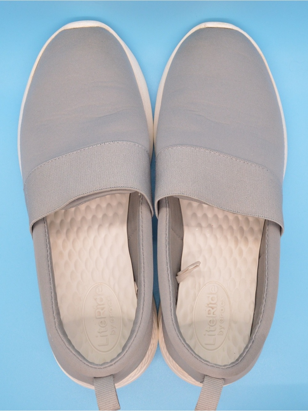 Crocs LiteRide Women’s 8 Gray White Slip-On Shoes